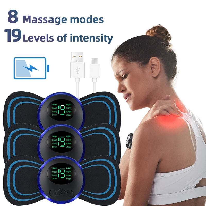 Massageador Elétrico Do Pescoço EMS, Estimulador De Massagem Muscular, Instrumento De Baixa Frequência, Costas, Cervical, Articulações De Dor, Mini Dispositivo